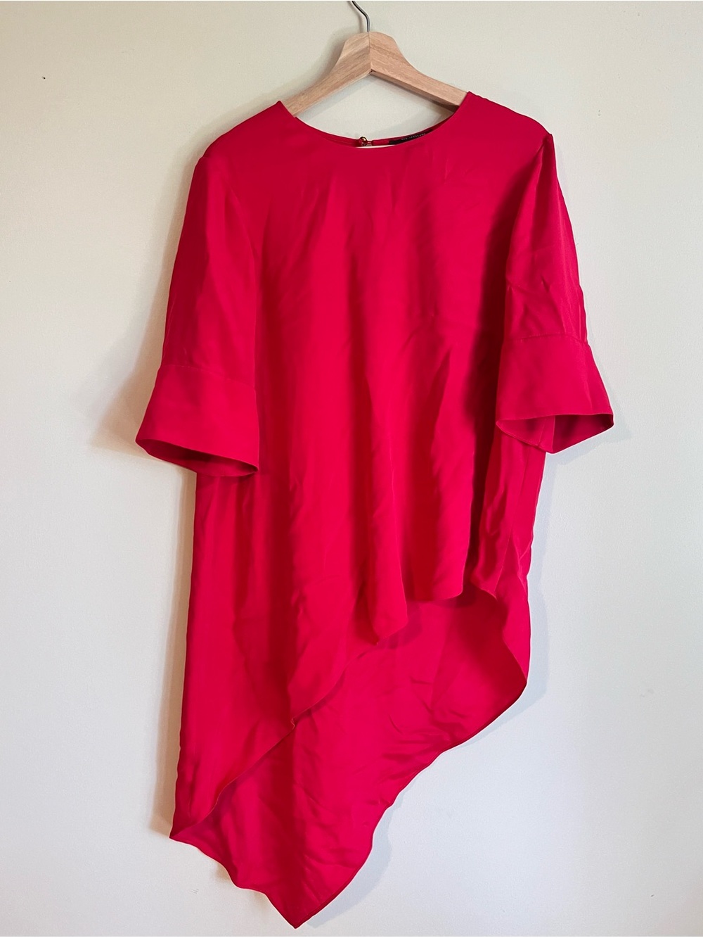 St. John Vibrant Pink Red silk Asymmetrical tunic dress medium
